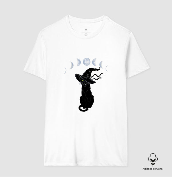 Camiseta Moletom Gato Fases da Lua Algodão Peruano