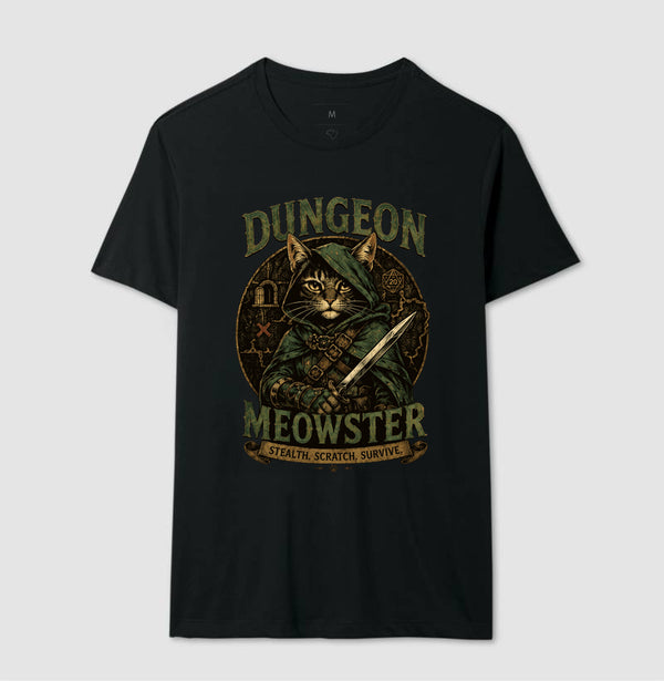 Camiseta RPG Dungeon Meowster Stealth, Scratch, Survive