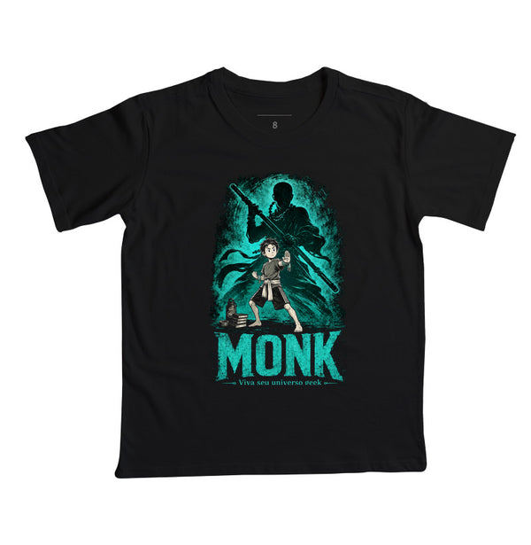 Camiseta Infantil RPG Pequeno Monk Vista Seu Universo Geek