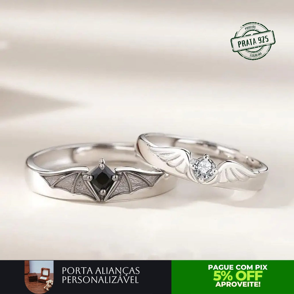 Alianças de Namoro Anjinho e Diabinho Prata 925