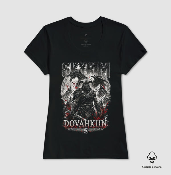 Camiseta Skyrim Dovahkiin Algodão Peruano