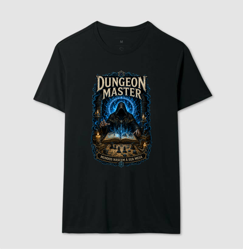 Camiseta RPG Dungeon Master Mundos Nascem À Sua Mesa