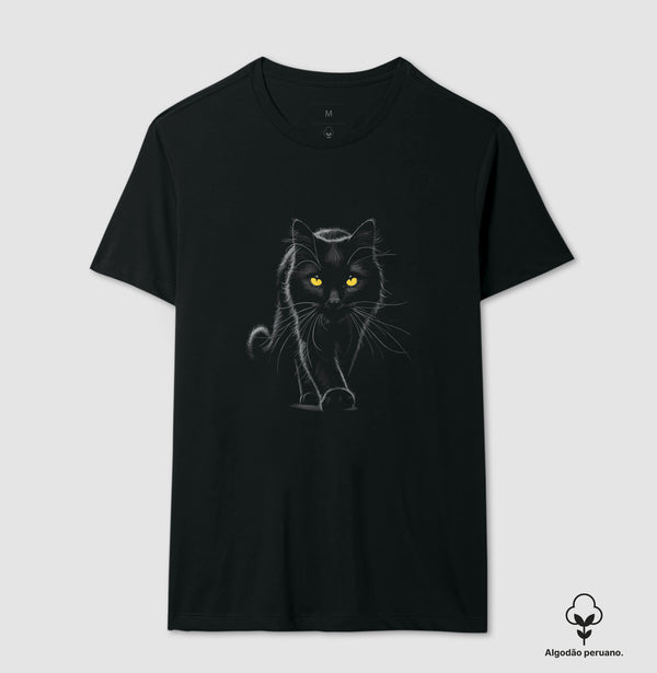 Camiseta Gato Preto Algodão Peruano