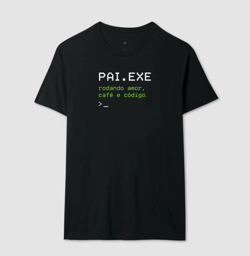 Camiseta Pai EXE Rodando Amor Café e Código