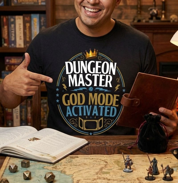 Camiseta RPG Dungeon Master God Mode Activated