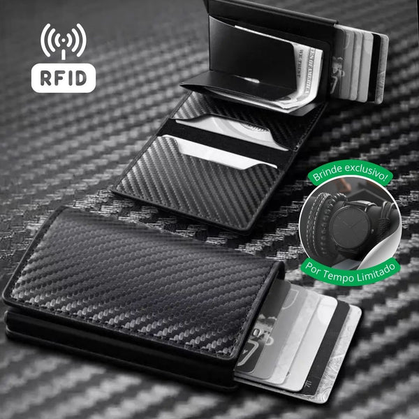 Carteira Slim Inteligente RFID Anti-Golpe de Aproximação Para Pessoas Modernas e Seguras