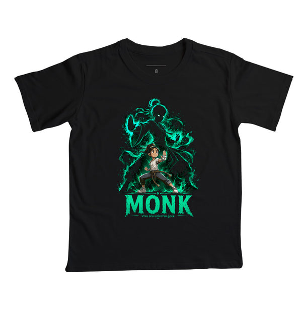 Camiseta Infantil RPG Pequena Monk Vista Seu Universo Geek