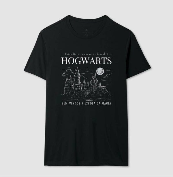Camiseta Harry Potter Entre Livros e Encantos Descobri Hogwarts