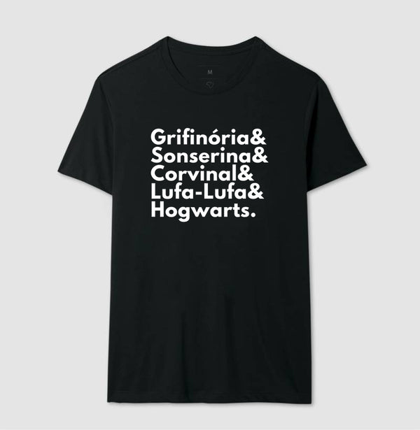 Camiseta Harry Potter Hogwarts Grifinória Sonserina Corvinal Lufa-lufa 100% Algodão
