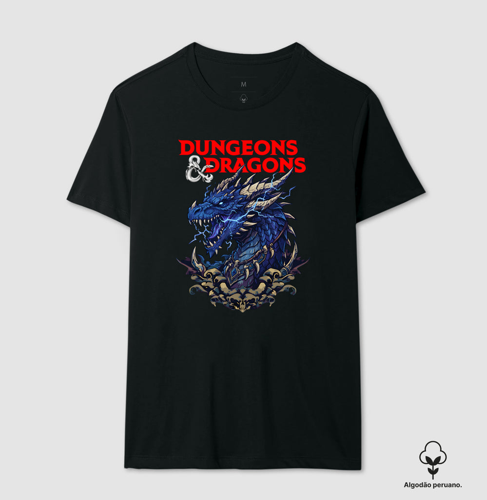 Camiseta Dungeons and Dragons Dragão Elétrico Algodão Peruano