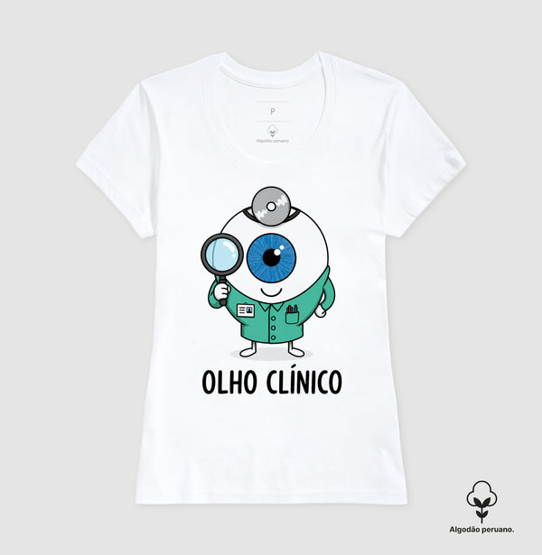 Camiseta Humor Olho Clínico Algodão Peruano