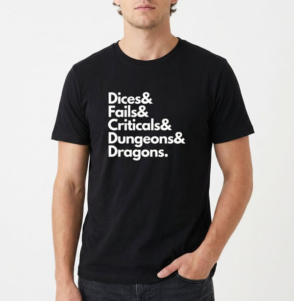 Camiseta RPG Dice Fails Criticals DnD