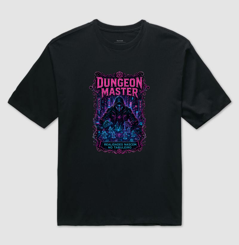 Camiseta RPG Dungeon Master Realidades Nascem No Tabuleiro Oversized