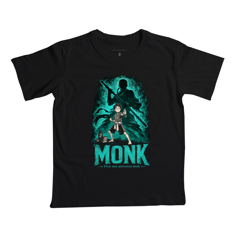 Camiseta Infantil RPG Pequeno Monk Vista Seu Universo Geek