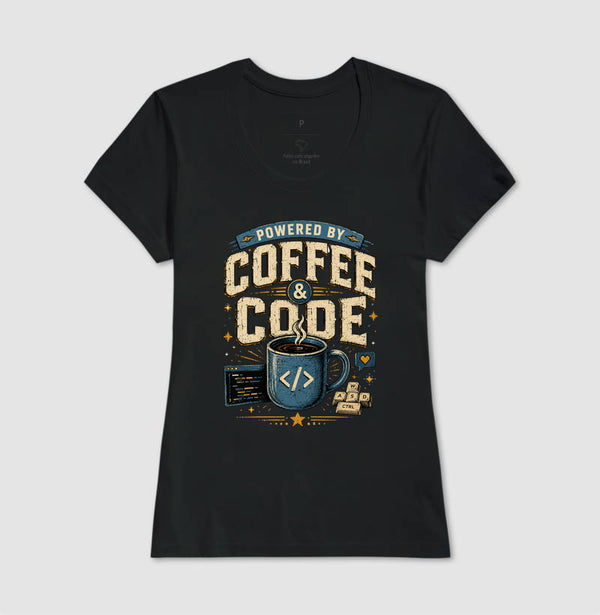 Camiseta Powered By Coffee & Code