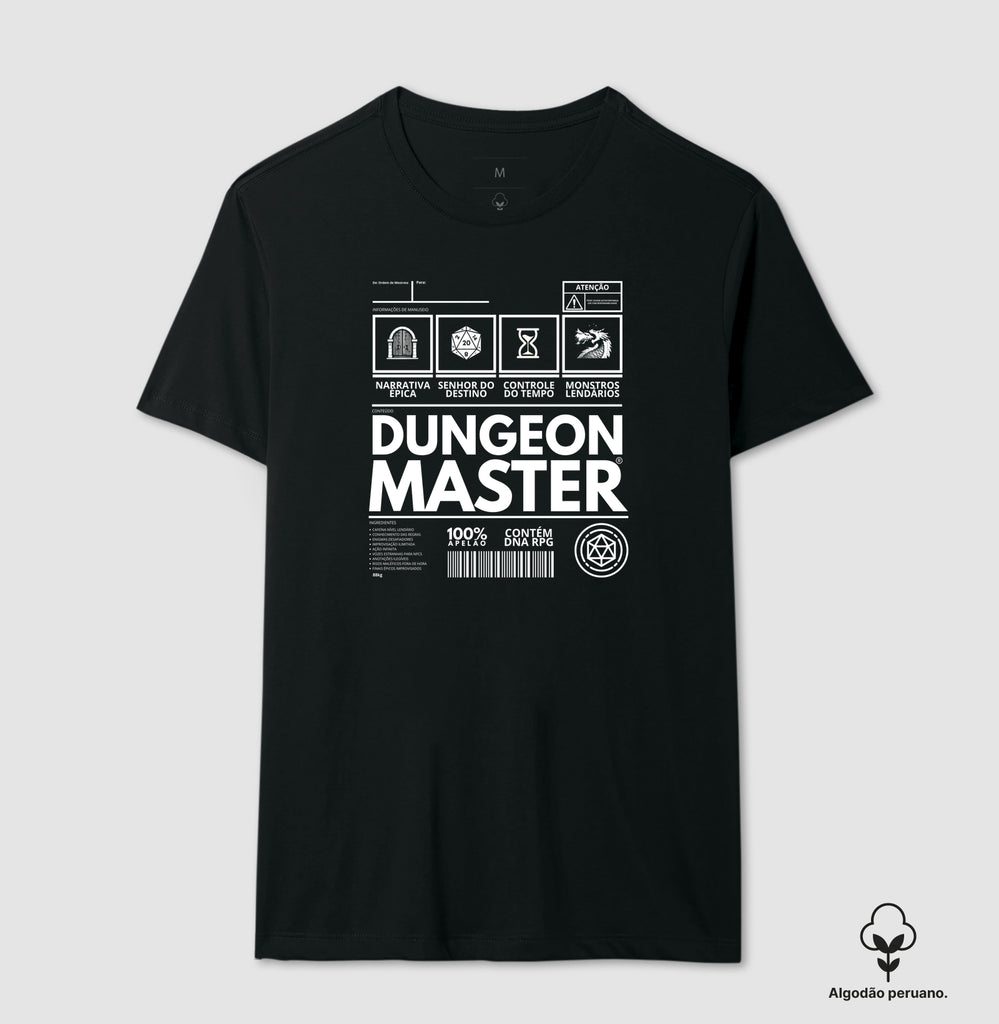 Camiseta RPG Dungeon Master Premium Coleção Rótulos