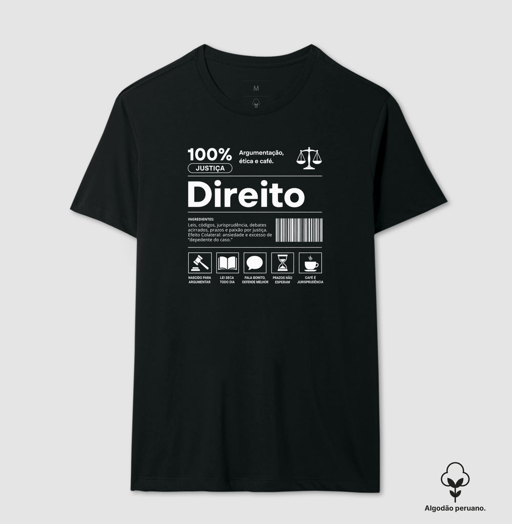 Camiseta Direito 100% Justiça Algodão Peruano