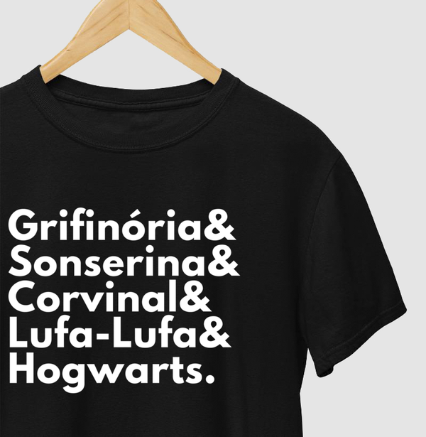 Camiseta Harry Potter Hogwarts Grifinória Sonserina Corvinal Lufa-lufa